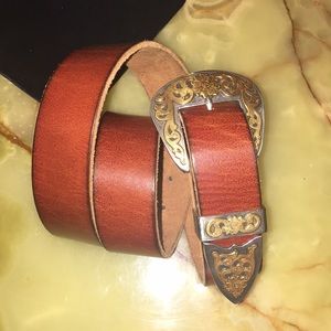 Western Gold and Silver Buckle Belt (Men/Women)